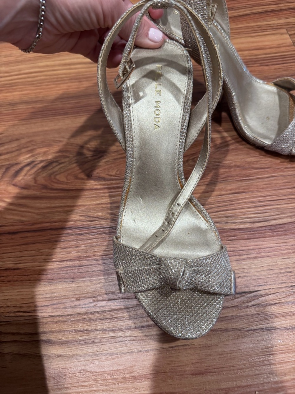 Gold silver Strappy Bow Evening Sandals